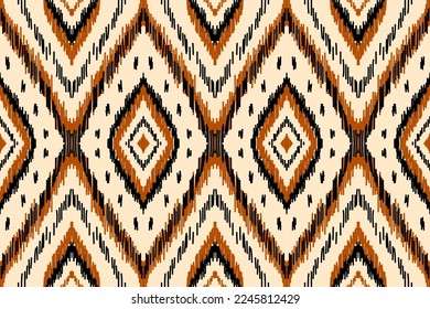 Fabric ikat pattern art. Geometric ethnic seamless pattern traditional. American, Mexican style. Design for background, wallpaper, illustration, fabric, clothing, carpet, textile, batik, embroidery.