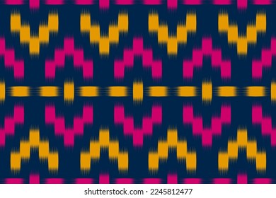 Fabric ikat pattern art. Geometric ethnic seamless pattern traditional. American, Mexican style. Design for background, wallpaper, illustration, fabric, clothing, carpet, textile, batik, embroidery.
