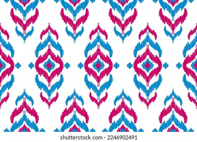 Fabric ikat pattern art. Geometric ethnic seamless pattern traditional. American, Mexican style. Design for background, wallpaper, illustration, fabric, clothing, carpet, textile, batik, embroidery.