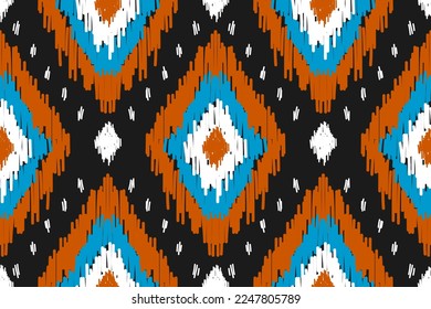 Arte de patrones de ikat de tela. Patrón geométrico étnico sin costuras tradicional. de estilo americano y mexicano. Diseño para fondo, papel pintado, ilustración, tela, ropa, alfombra, textil, batik, bordado.