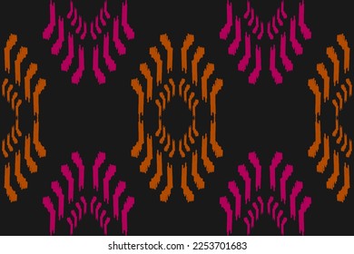 Fabric ikat pattern art. Geometric ethnic seamless pattern traditional. American, Mexican style. Design for background, wallpaper, illustration, fabric, clothing, carpet, textile, batik, embroidery.