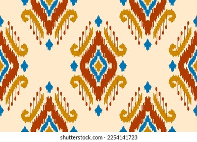 Arte de patrones de ikat de tela. Patrón geométrico étnico sin costuras tradicional. de estilo americano y mexicano. Diseño para fondo, papel pintado, ilustración, tela, ropa, alfombra, textil, batik, bordado.