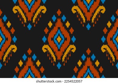 Fabric ikat pattern art. Geometric ethnic seamless pattern traditional. American, Mexican style. Design for background, wallpaper, illustration, fabric, clothing, carpet, textile, batik, embroidery.