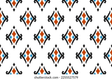 Fabric ikat pattern art. Geometric ethnic seamless pattern traditional. American, Mexican style. Design for background, wallpaper, illustration, fabric, clothing, carpet, textile, batik, embroidery.