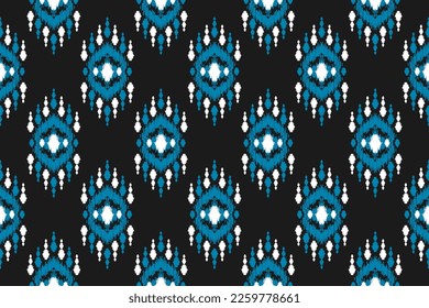 Fabric ikat Muster Kunst. Geometrisches ethnisches nahtloses Muster traditionell. Amerikanischer, mexikanischer Stil. Design für Hintergrund, Tapete, Illustration, Stoff, Kleidung, Teppich, Textilien, Batik, Stickereien.