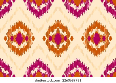 Fabric ikat pattern art. Geometric ethnic seamless pattern traditional. American, Mexican style. Design for background, wallpaper, illustration, fabric, clothing, carpet, textile, batik, embroidery.