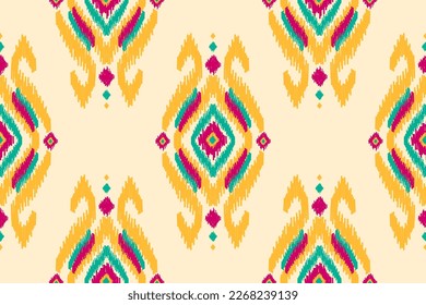 Fabric ikat pattern art. Geometric ethnic seamless pattern traditional. American, Mexican style. Design for background, wallpaper, illustration, fabric, clothing, carpet, textile, batik, embroidery.