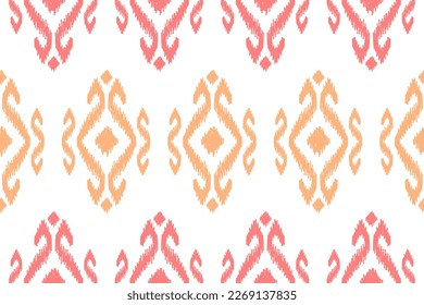 Fabric ikat pattern art. Geometric ethnic seamless pattern traditional. American, Mexican style. Design for background, wallpaper, illustration, fabric, clothing, carpet, textile, batik, embroidery.