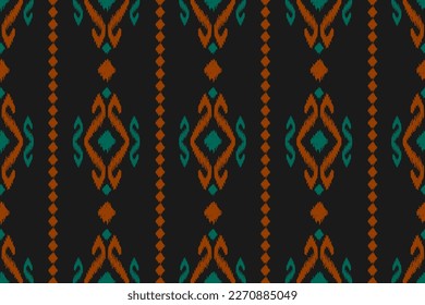 Fabric ikat pattern art. Geometric ethnic seamless pattern traditional. American, Mexican style. Design for background, wallpaper, illustration, fabric, clothing, carpet, textile, batik, embroidery.
