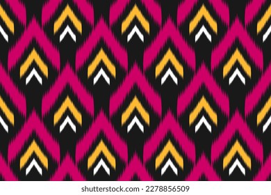 Fabric ikat Muster Kunst. Geometrisches ethnisches nahtloses Muster traditionell. Amerikanischer, mexikanischer Stil. Design für Hintergrund, Tapete, Illustration, Stoff, Kleidung, Teppich, Textilien, Batik, Stickereien.