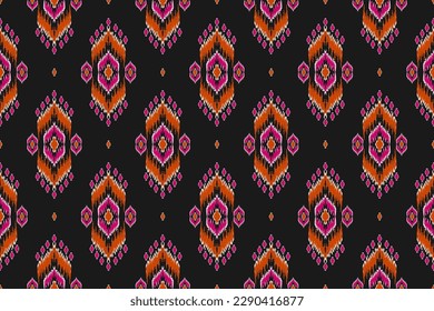 Arte de patrones de ikat de tela. Patrón geométrico étnico sin costuras tradicional. de estilo americano y mexicano. Diseño para fondo, papel pintado, ilustración, tela, ropa, alfombra, textil, batik, bordado.