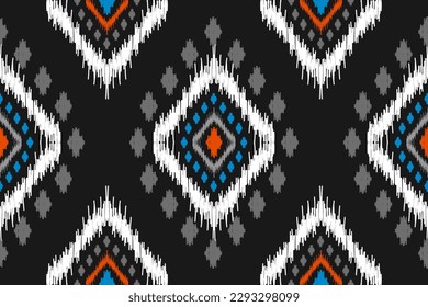 Arte de patrones de ikat de tela. Patrón geométrico étnico sin costuras tradicional. de estilo americano y mexicano. Diseño para fondo, papel pintado, ilustración, tela, ropa, alfombra, textil, batik, bordado.