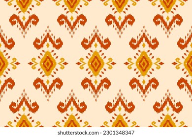 Fabric ikat pattern art. Geometric ethnic seamless pattern traditional. American, Mexican style. Design for background, wallpaper, illustration, fabric, clothing, carpet, textile, batik, embroidery.