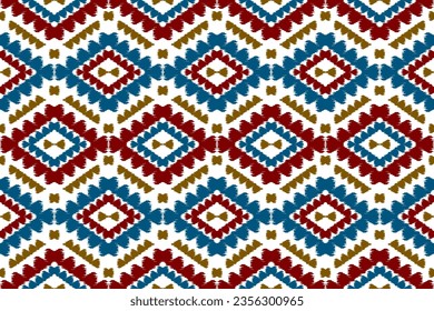 Fabric ikat pattern art. Geometric ethnic seamless pattern traditional. American, Mexican style. Design for background, wallpaper, illustration, fabric, clothing, carpet, textile, batik, embroidery.