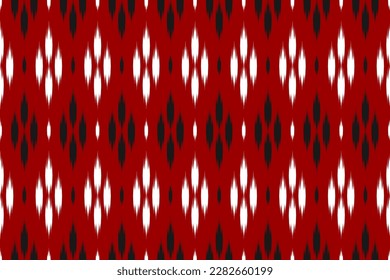 Arte de patrón rojo de tejido de ikat de origen étnico sin fisuras en tribal. de estilo americano y mexicano. Diseño para fondo, ilustración vectorial, tela, ropa, alfombra, batik, bordado.