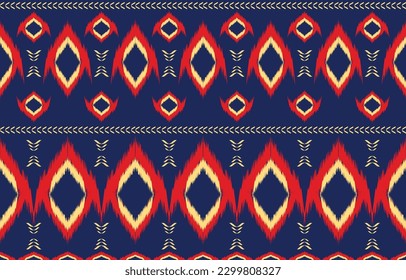 fabric ikat seamless pattern geometric ethnic traditional embroidery style.Design for background,carpet,mat,sarong,clothing,Vector illustration.