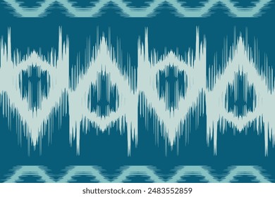 tela ikat patrón sin fisuras geométrico étnico tradicional estilo de bordado. Diseño para el fondo, alfombra, estera, sarong, ropa, Ilustración vectorial.