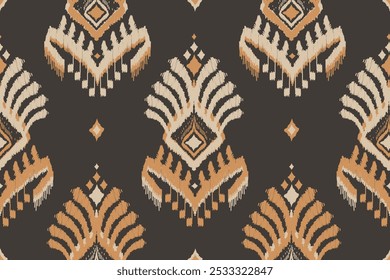 Tela Ikat sin patrón en tribal. Alfombra de estilo étnico nativo. bordado popular. Diseño para el fondo, ropa, alfombra, textil, batik.