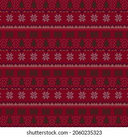 Fabric Knit Pattern Seamless Christmas Modern vector illustration with a different design.