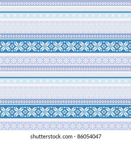 fabric knitted seamless ornament traditional nordic geometrical motif in blue