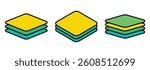 Fabric layers and protection icons vector illustration isolated on white background.