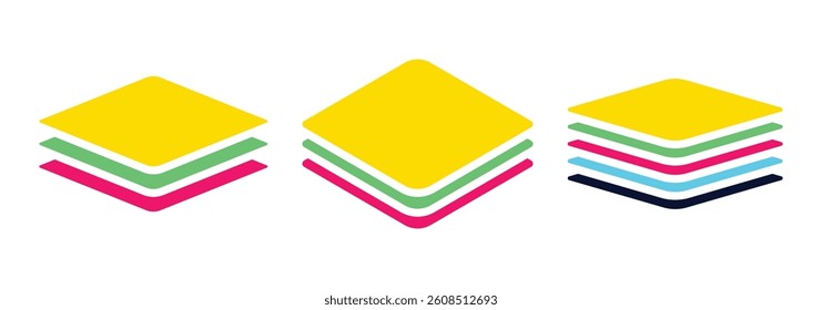 Fabric layers and protection icons vector illustration isolated on white background.