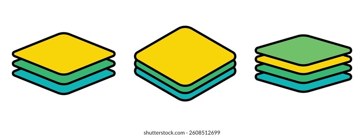 Fabric layers and protection icons vector illustration isolated on white background.