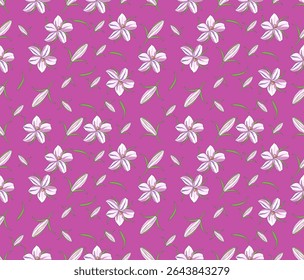 Fabric  lily purple flower pattern