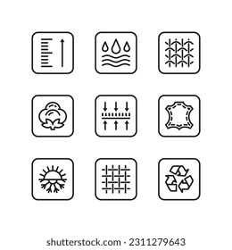 FABRIC LINE ICON SET 3. Set of black line badge on white background with frame