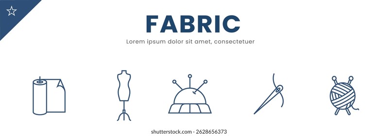 Conjunto de ícones da linha de malha . Couro, lã, sintético, resistente. Ilustração de vetor.	