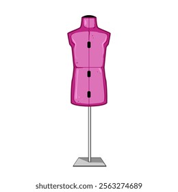 fabric mannequin tailor cartoon. dressform couture, bespoke alteration, stitching needle fabric mannequin tailor sign. isolated symbol vector illustration