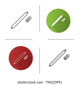 Fabric marker pen icon. Flat design, linear and color styles. Isolated vector illustrations