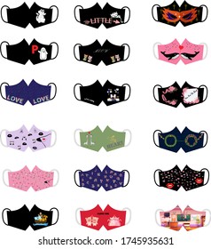 Fabric mask 3D design for covid-19 sublimation printing screen template.