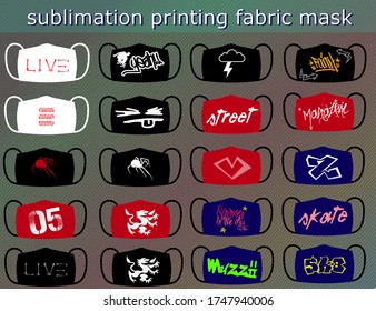 Fabric mask design for covid-19 sublimation printing screen template