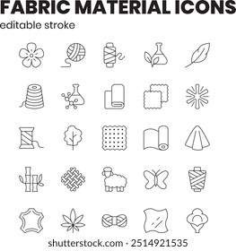 Fabric material - 25 vector icons