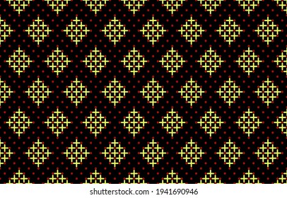 Fabric Morocco, geometric ethnic pattern seamless flower color oriental. Background, Design for fabric, curtain, carpet, clothing, wrapping, Batik, vector illustration, rhombus pattern antique. 