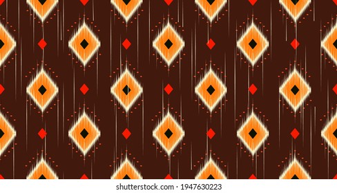 Fabric Morocco, geometric ethnic pattern seamless flower color oriental. Background, Design for fabric, curtain, carpet, clothing, wrapping, Batik, vector illustration, rhombus pattern antique.