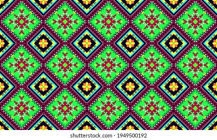Fabric Morocco, geometric ethnic pattern seamless flower color oriental. Background, Design for fabric, curtain, carpet, wallpaper, clothing, wrapping, Batik, vector illustration, white black oman.