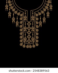 Fabric neck design gold color,Geometric pattern design for fashion women clothing. 