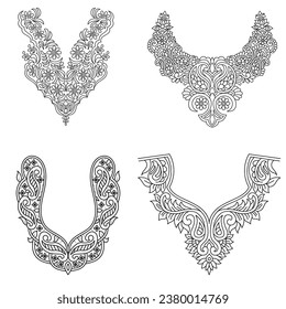 Fabric neck design, pattern traditional, floral necklace embroidery design for fashion clothing design for textile print.