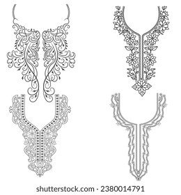 Fabric neck design, pattern traditional, floral necklace embroidery design for fashion clothing design for textile print.