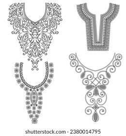 Fabric neck design, pattern traditional, floral necklace embroidery design for fashion clothing design for textile print.