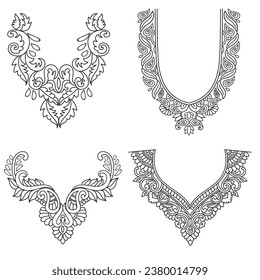 Fabric neck design, pattern traditional, floral necklace embroidery design for fashion clothing design for textile print.