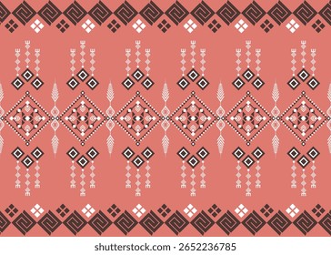 fabric orange Thai stlys seamless pattern orang geometric shape The fabric patterns blend together to form acomplex, seamless pattern on a cloth-like surface Reminiscent of traditional cultural herita