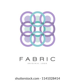 Fabric original logo, creative geometrical badge for company identity, craft store, advertising, poster, banner, flyer vector Illustration on a white background