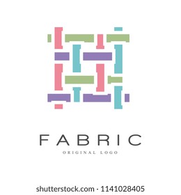 Fabric original logo design, creative sign for company identity, craft store, advertising, poster, banner, flyer vector Illustration on a white background
