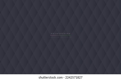 Fabric, paper or cardboard texture with rhombs. Vector abstract black geometric pattern in neumorphic style for your design. Background template