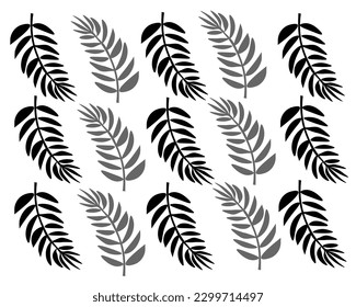 Fabric pattern with abstract leaf art black and white