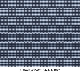 Fabric pattern abstract repeat motif. Dark and light blue woven fibers  background. Simple geo print block for male polo t-shirt, patchwork textile, wrapping cloth, silk scarf, bandana, swimwear.