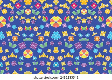 Fabric pattern, background, beautiful colorful flower pattern